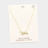 Gold Dipped Dachshund Dog Pendant Necklace 