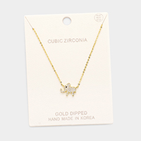 Gold Dipped Cubic Zirconia Elephant Pendant Necklace 