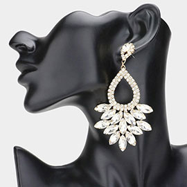 Marquise Crystal Cluster Rhinestone Evening Dangle Earrings