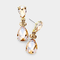 Double Pear Crystal Evening Earrings