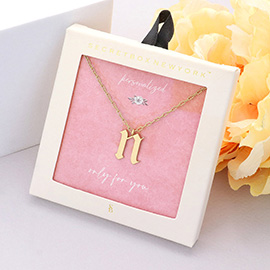 Secret Box -N- Monogram Metal Pendant Necklace