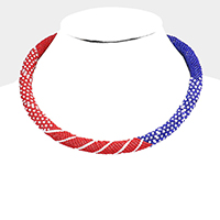 Seed Beaded Patriotic Pattern Necklace
