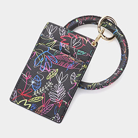Leaf Faux Leather Keychain / Bracelet / Card Holder Wallet
