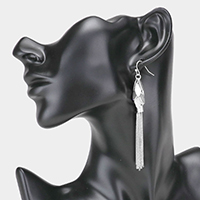 Metal Marquise Cluster Vine Chain Tassel Drop Dangle Earrings