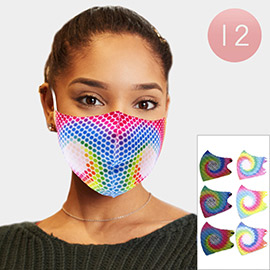 12PCS - Assorted Polka Dot Pattern Print Fashion Masks