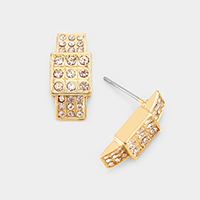 Gold Dipped CZ Cubic Zirconia Abstract Stud Earrings