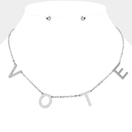 Metal VOTE Initial Message Station Necklace