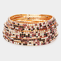11PCS - Colorful Rhinestone Layered Stretch Bracelets