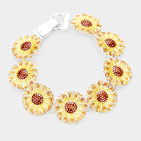 Enamel Sunflower Link Magnetic Bracelet