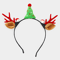 Christmas Tree Pom Pom Reindeer Antler Headband