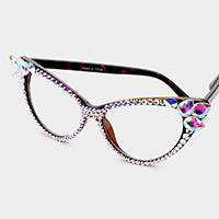 Cat Eyes Stone Embellished UV Protection Optical Glasses