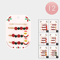 12 Set of 4 - Christmas Theme Bobby Pins