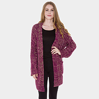 Pocket in Front Knit Long Cardigan