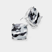 Camouflage Square Stone Stud Earrings
