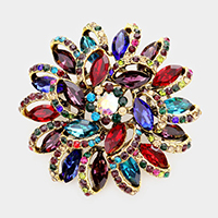 Marquise Stone Detail Flower Pin Brooch