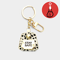 STAY SAFE Genuine Leather Cheetah Mask Holder Keychain
