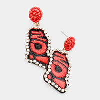 NO! Embroidery Message Patch Dangle Earrings