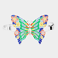 Enamel Metal Butterfly Hinged Hook Bracelet