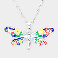 Enamel Dragonfly Pendant Necklace