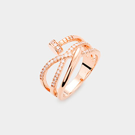 Rose Gold Plated Stone Embellished Nail Ring
