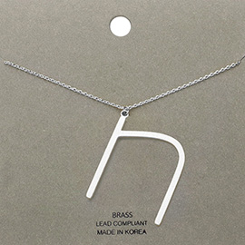 -n- Brass Monogram Metal Pendant Necklace