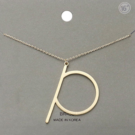 -p- Brass Monogram Metal Pendant Necklace
