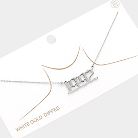 1992 White Gold Dipped Birth Year Pendant Necklace