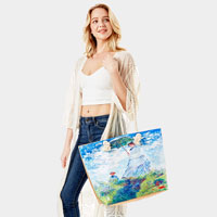 Woman With a Parasol By Monet Print Beach Tote Bag