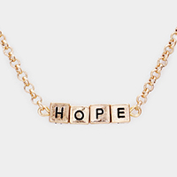 HOPE Metal Cube Pendant Necklace