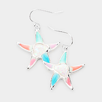 Glitter Enamel Metal Starfish Dangle Earrings