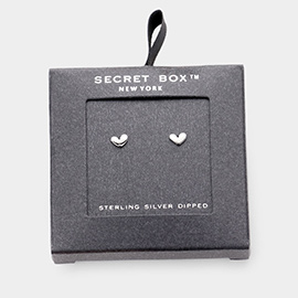 Secret Box _ Sterling Silver Dipped Metal Heart Stud Earrings