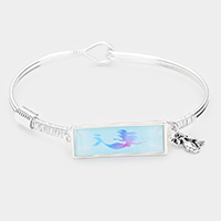 Mermaid Print Metal Charm Message Hook Bracelet
