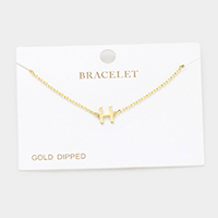 -H- Gold Dipped Metal Monogram Charm Bracelet