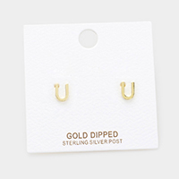 -U- Gold Dipped Metal Monogram Stud Earrings