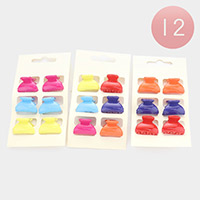12 Set of 6 - Assorted Colorful Hair Claw Clips