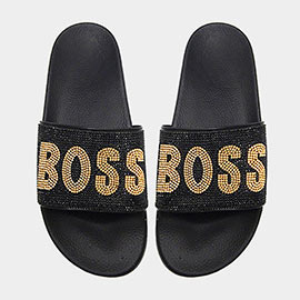 Bling Boss Message Slide Sandal Slippers