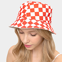 Reversible Checkerboard Bucket Hat