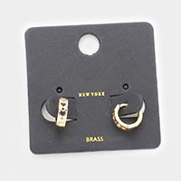 Cut Out Heart Detail Brass Metal Hoop Huggie Earrings