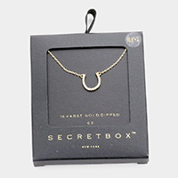 Secret Box _ 14K Gold Dipped CZ Horseshoe Pendant Necklace