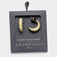 Secret Box _ 14K Gold Dipped Bold Metal Hoop Earrings