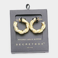 Secret Box _ 14K Gold Dipped Twisted Bold Metal Hoop Earrings