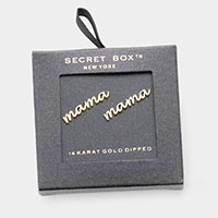 Secret Box _ 14K Gold Dipped mama Metal Stud Earrings