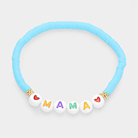 MAMA Heishi Beaded Message Stretch Bracelet