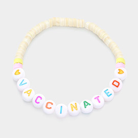 VACCINATED Heishi Beaded Message Stretch Bracelet
