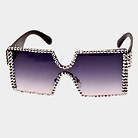Bling Stone Embellished Square Sunglasses