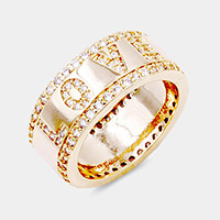 Gold Plated CZ Embellished Love Message Ring