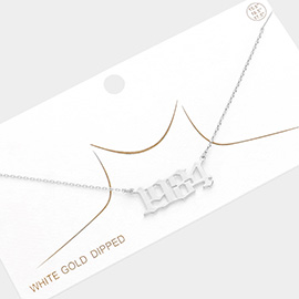 1984 White Gold Dipped Birth Year Pendant Necklace