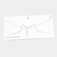 White Gold Dipped Mama Metal Message Pendant Necklace