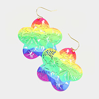 Cut Out Rainbow Flower Leaf Dangle Earrings