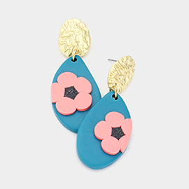 Flower Accented Polymer Clay Dangle Earrings